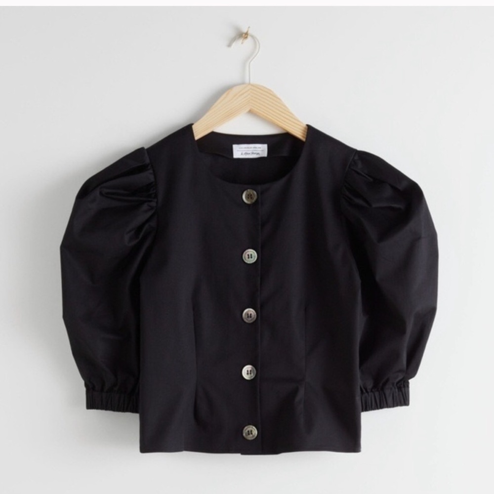 & other stories Puff Sleeve Cotton Blend Blouse